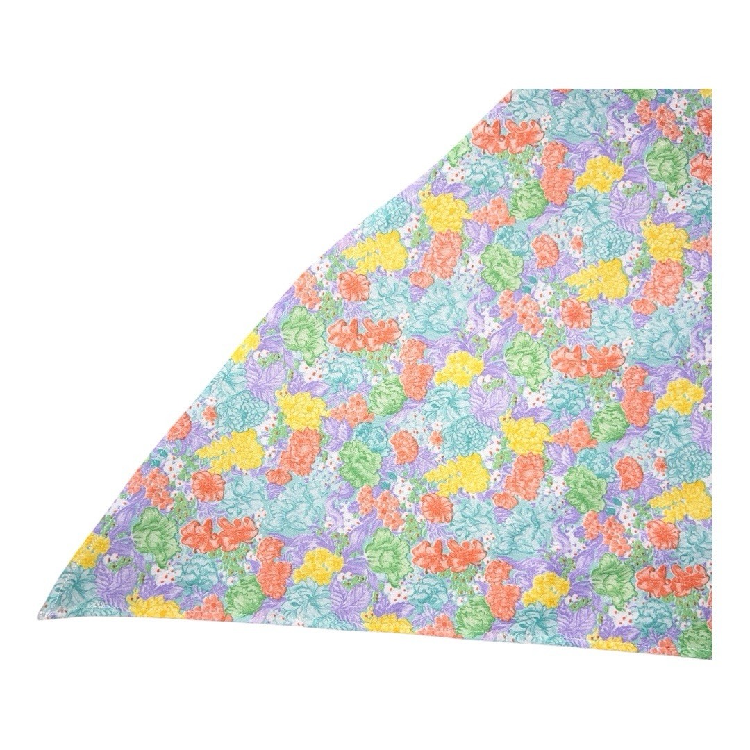 Vintage Pastel Floral Headscarf Stretch 60s Era Triangle Style Retro Pinup
