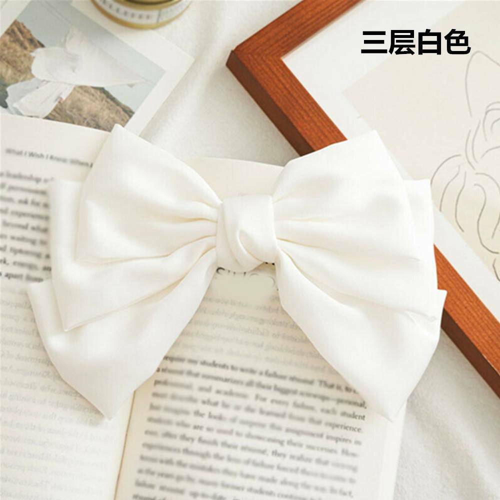 Big Bow Hair Clip Satin Barrette Hairpin Solid Color Ponytail Hair Accessories