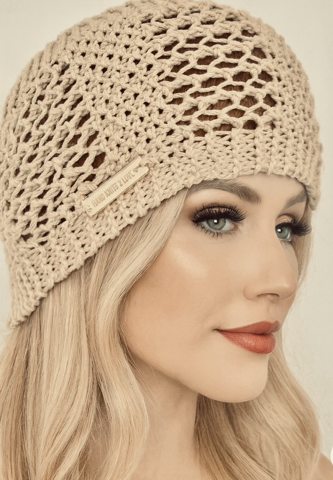 Hand Knits 2 Love Headband Bandana Lace Flower Designer Fashion Khaki Beige Gift