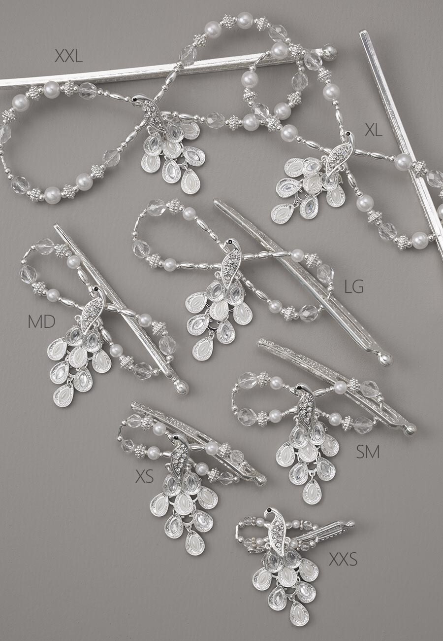 Lilla Rose Penelope Peacock Silver Flexi Hair Clip FX-3098 M (Medium)