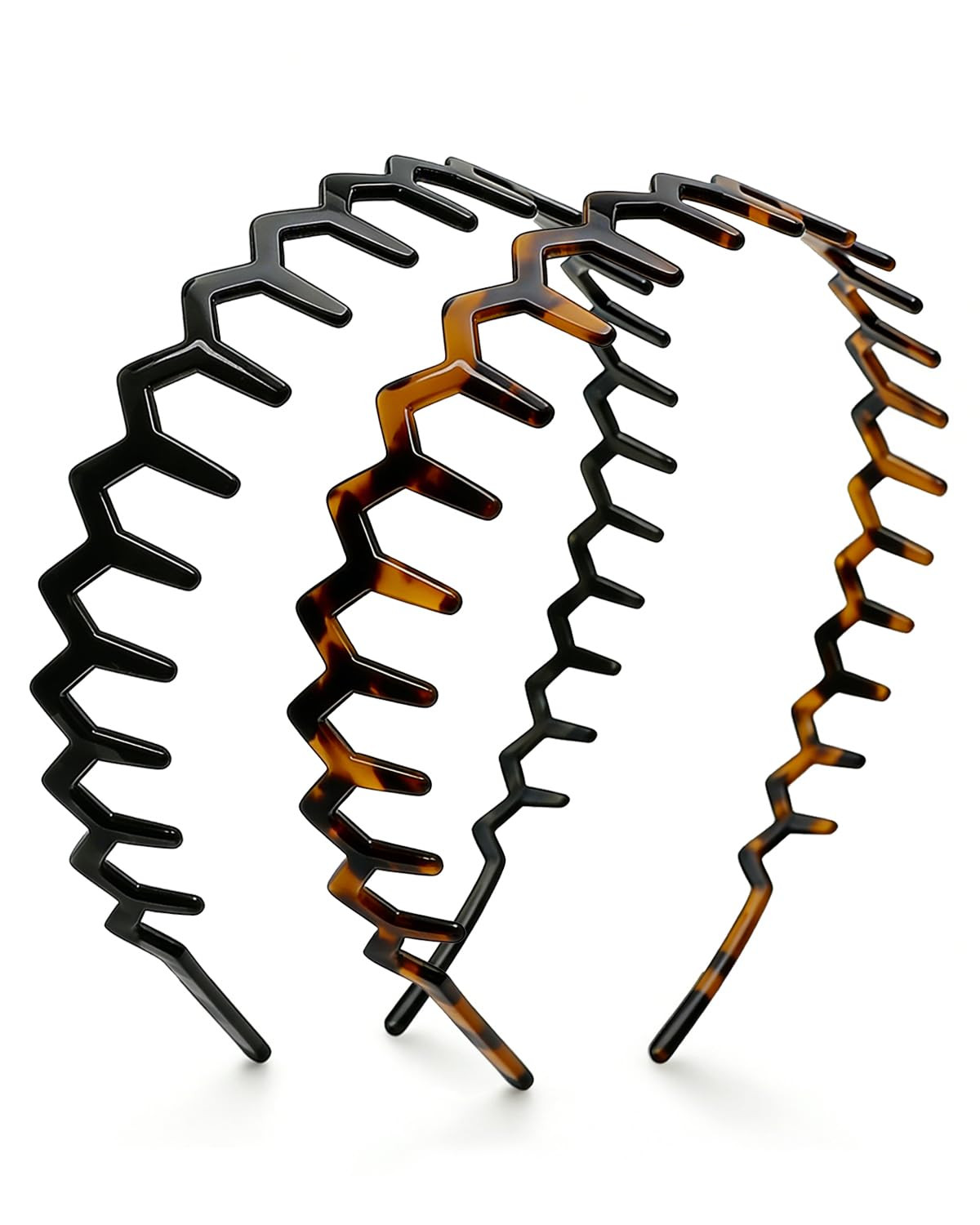 Zig Zag Headbands for Women, Non-Slip Comb Headband Slick-Back Fashion Accessori
