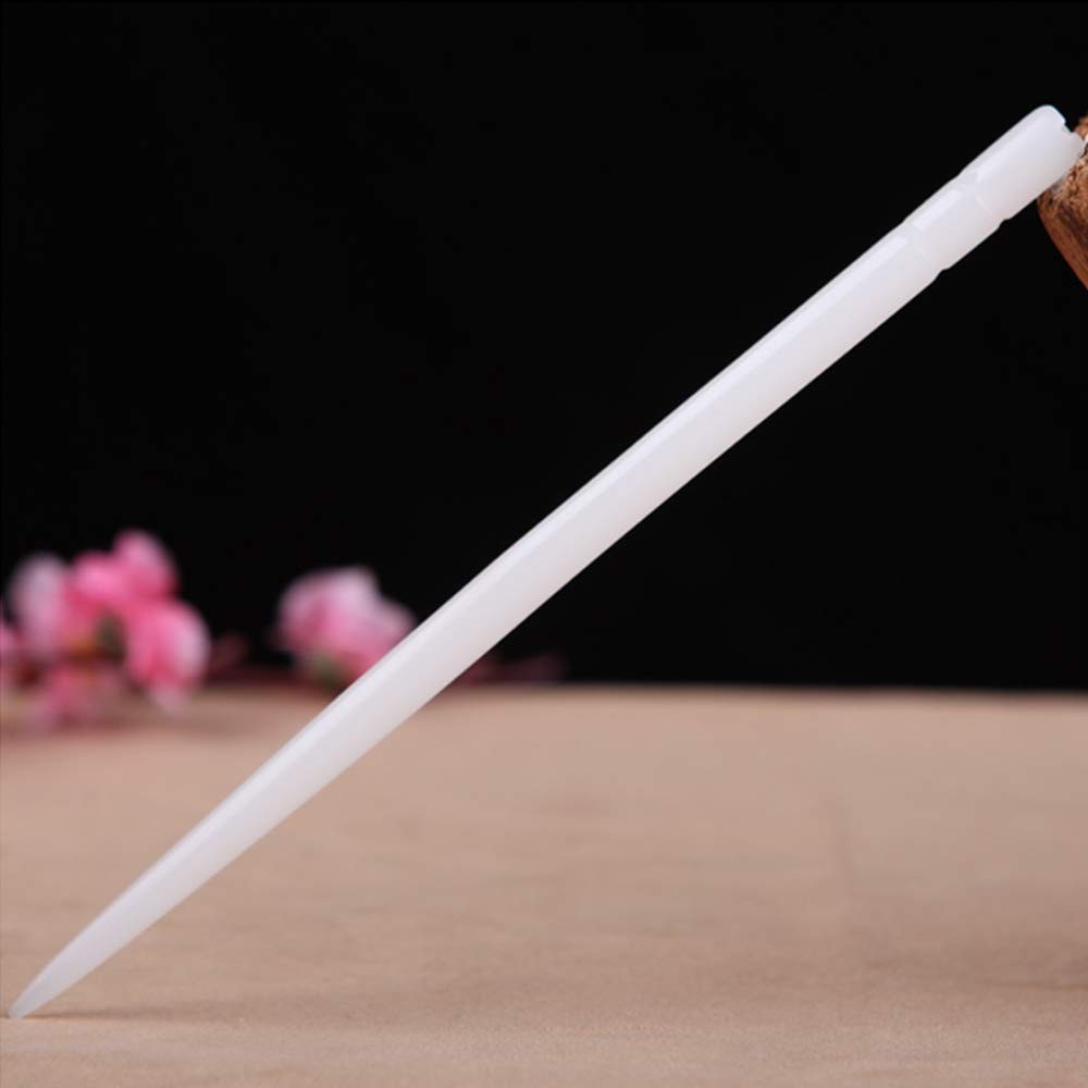 6.69 inch Chinese White Jade Hair Sticks Simple Hairpins for Long Hair Pin