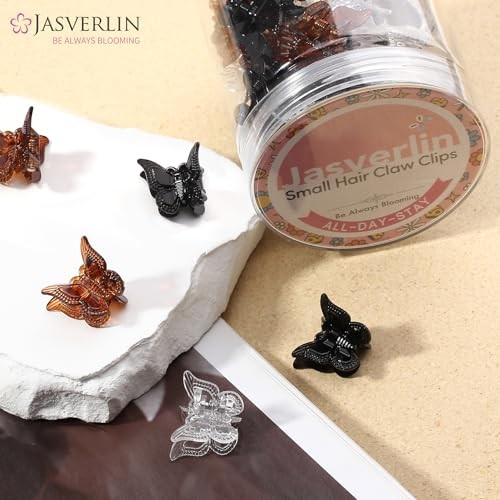 Mini Butterfly Hair Clips, 50pcs Black Brown Clear, Small Claw Clips