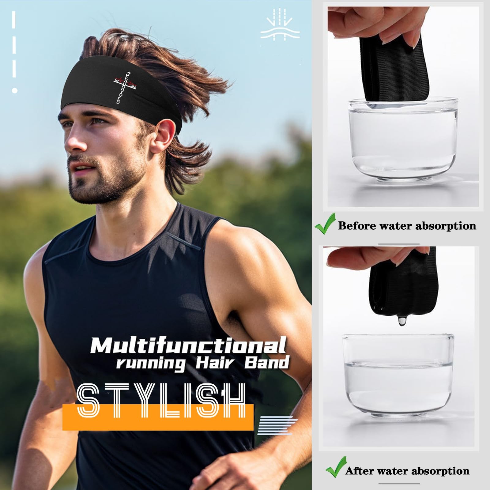 3pcs Headbands for Men Sport Sweat Bands Sweatbands for Men Christian Jesus C…