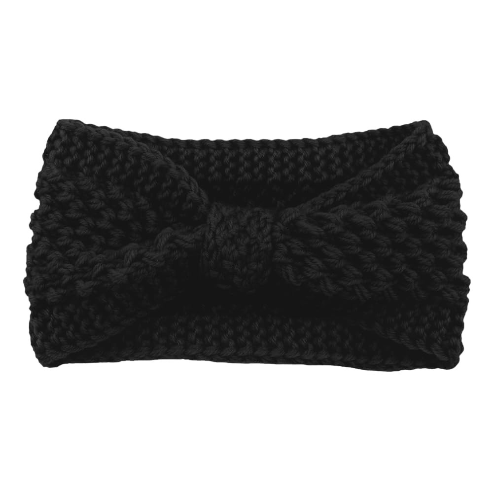 1pcs Knitting Winter Warmer Headband, Non-Slip for Home Travel (Black)