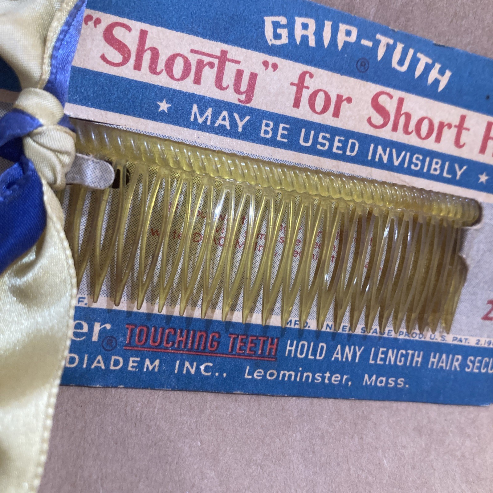 Grip-Tuth® Side Hair Comb “Shorty For Short Hair” in USA NOS – Style 125