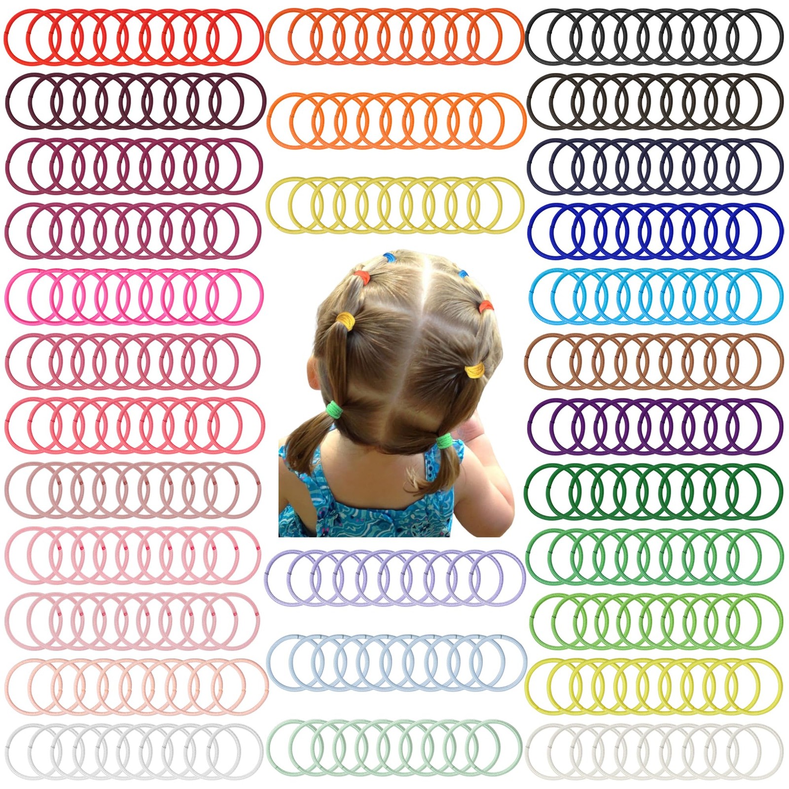 300PCS Toddler Hair Ties,Durable Rubber Elastics Tie,Small Ponytail Holders E…