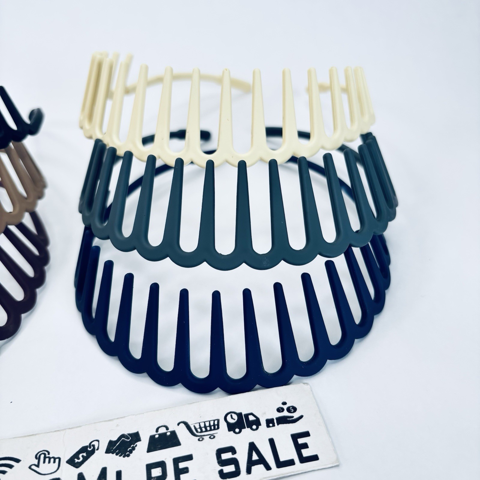 Black Brown Geometric Zigzag Headband – Plastic Hair Accessory for Women