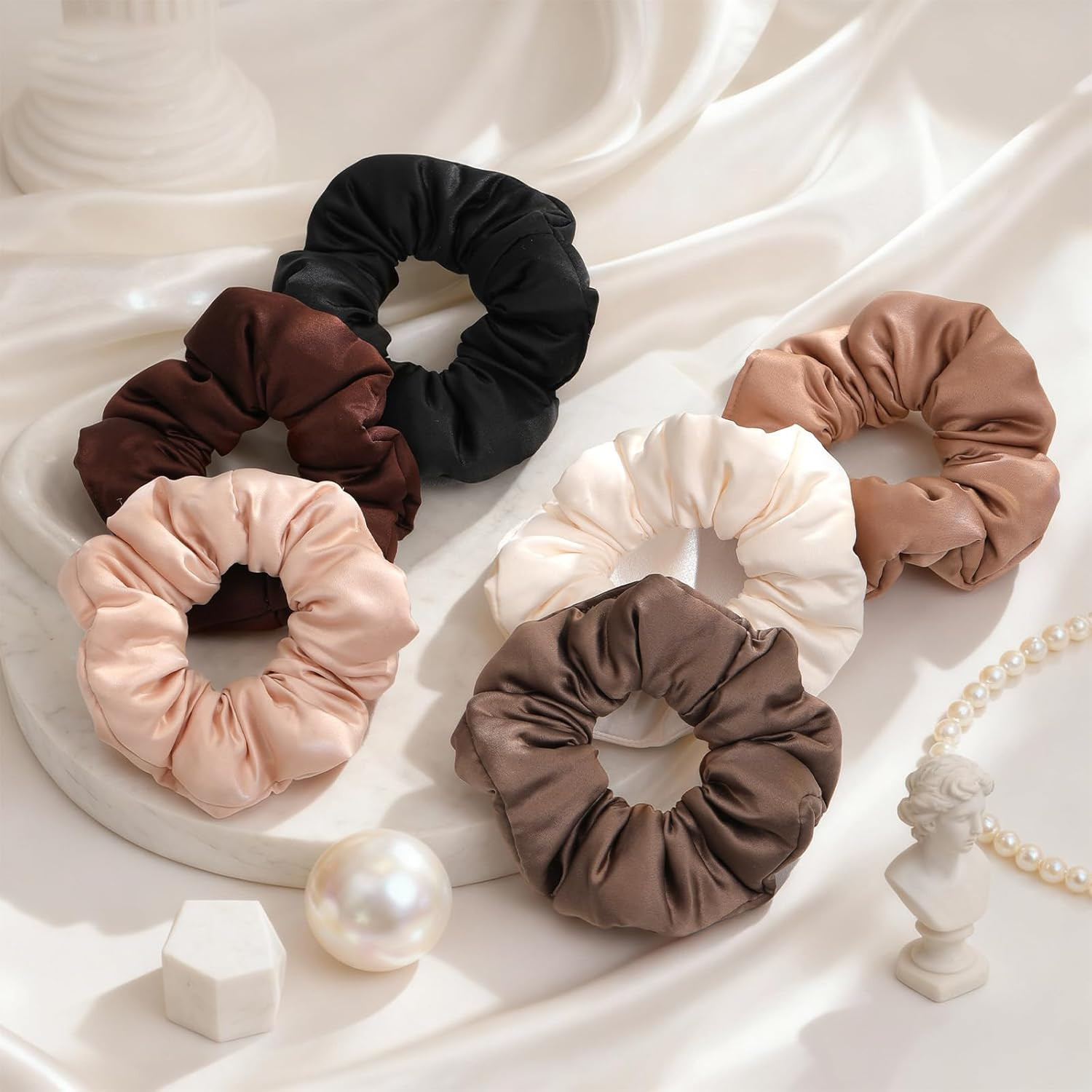 6 Pcs Large Satin Hair Scrunchies for Women, Soft Pillow Satin Scrunchies, Sleep