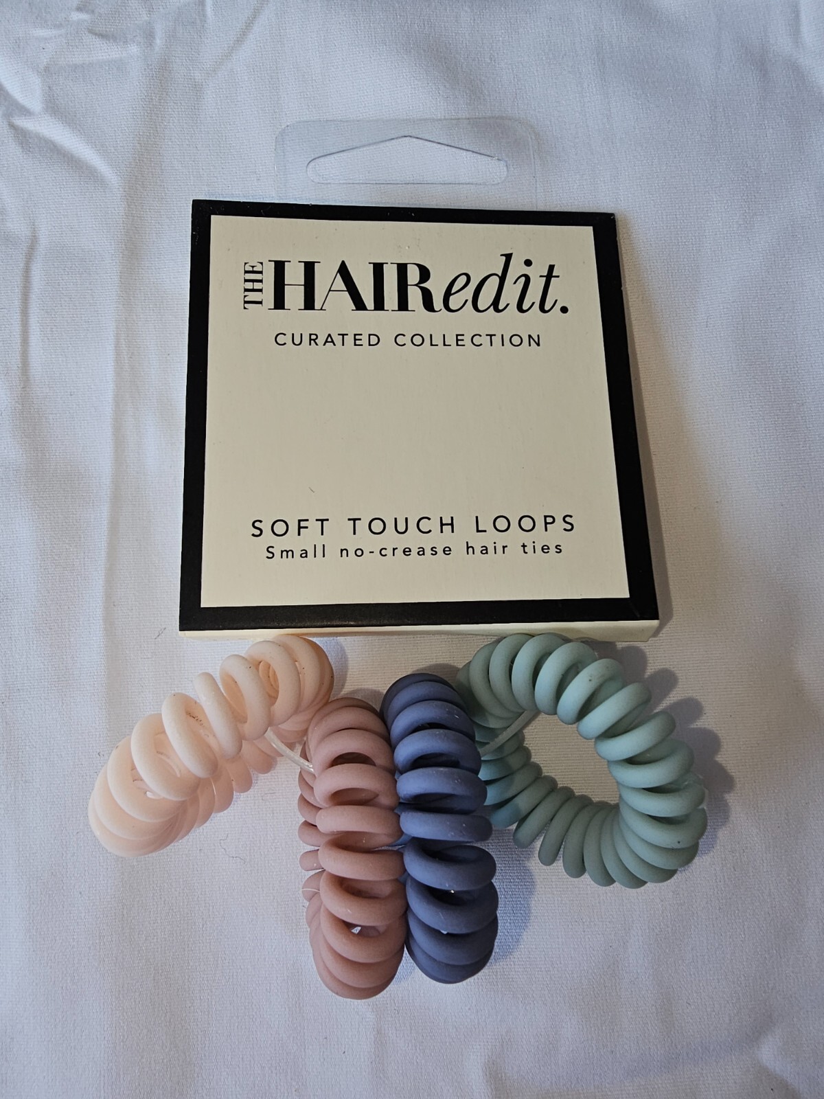 The Hair Edit Pastel Spiral Hair Ties Pony Tail Holders Soft Touch Loop 4 Pack