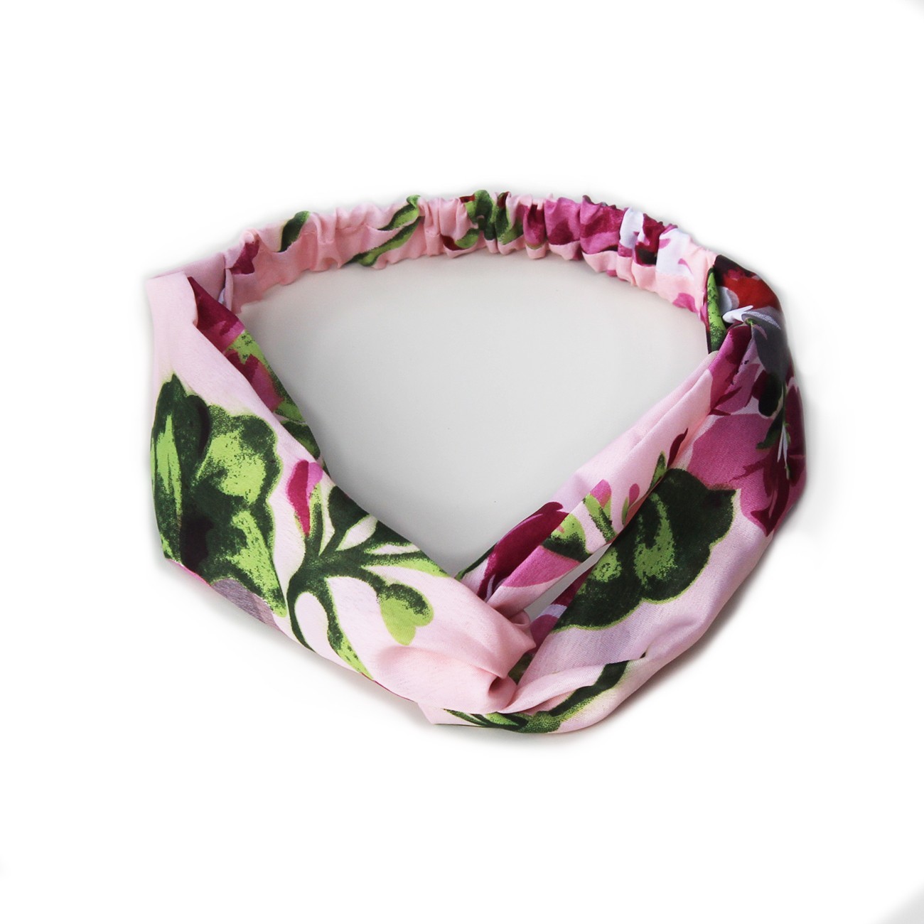 Knotted Floral Headbands 4-Pack Satin Chiffon Pink Red White Blue-Green