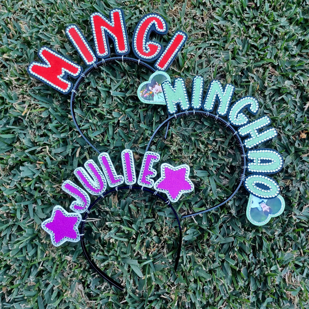KPOP Name Headband Hair Banner ANY NAME Concert Rhinestone Custom Personalized