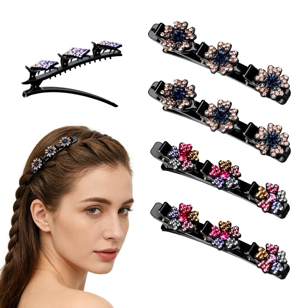 Godmifa Rhinestone Braided Hair Clips 4#