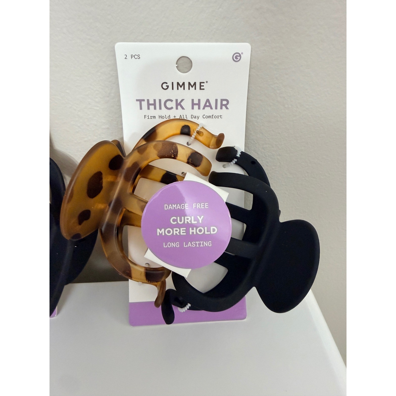 GIMME Thick Hair Claw Clips Women OS Black Tortoise 2-Pack Bundle NWT