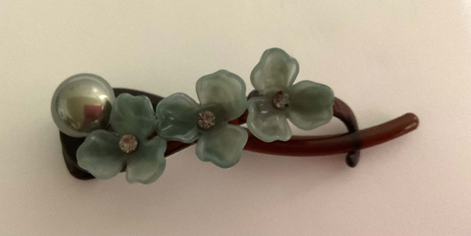 Floral green/brown hair clip great for any occasion great stocking stuffer. H-NN