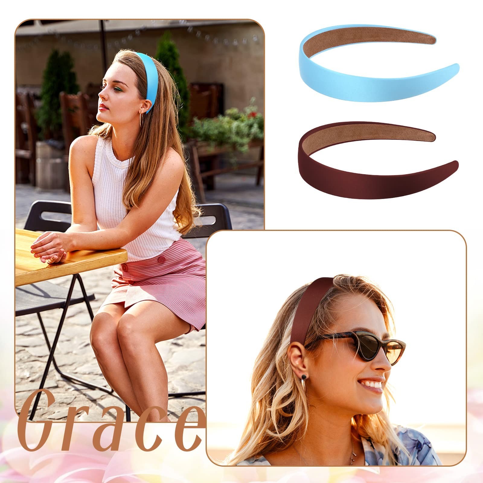 36 Pcs Satin Hard Headbands – Non-Slip DIY Hair Accessories for Women, 1.2 Inch
