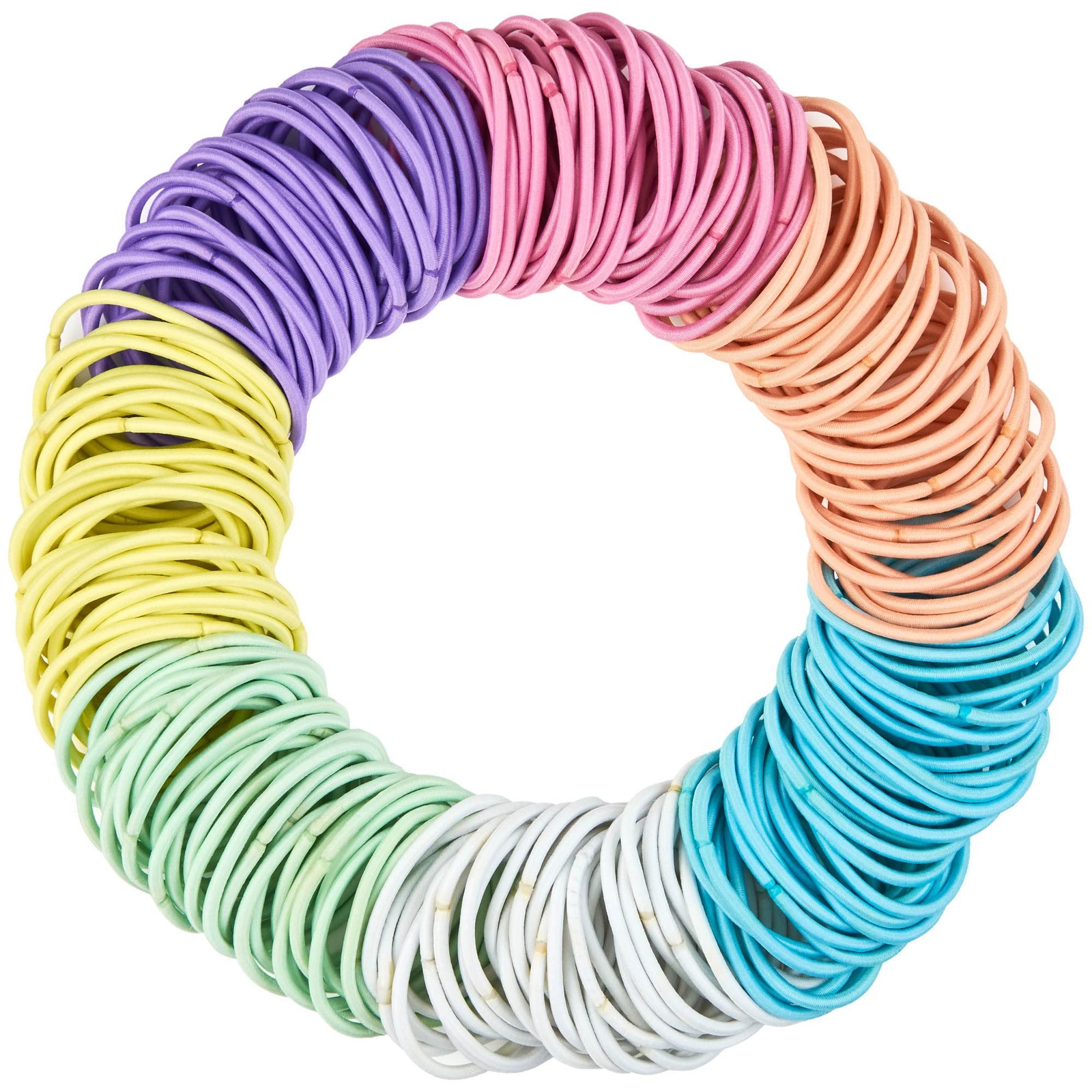 216-Piece Hair Ties, 4mm Pastel Colors Value Pack, Durable Ponytail Holders F…