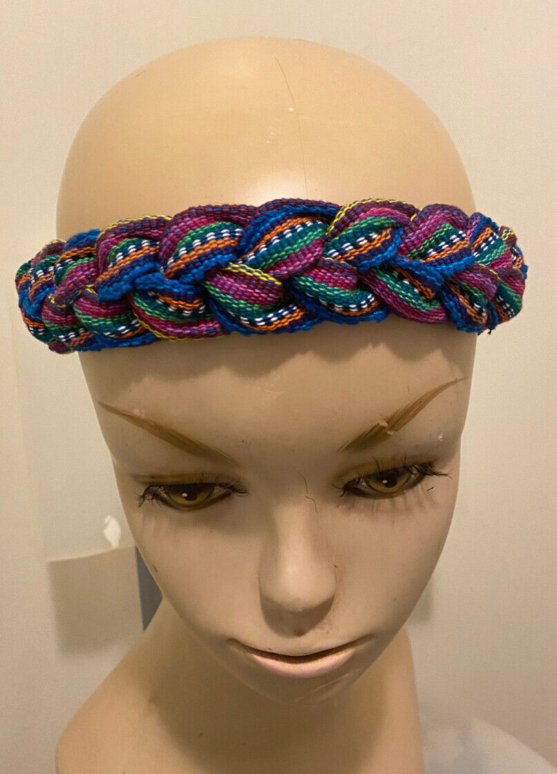 Braided strap headband Guatemalan cotton Colorful Tribal Elastic Women Child BS