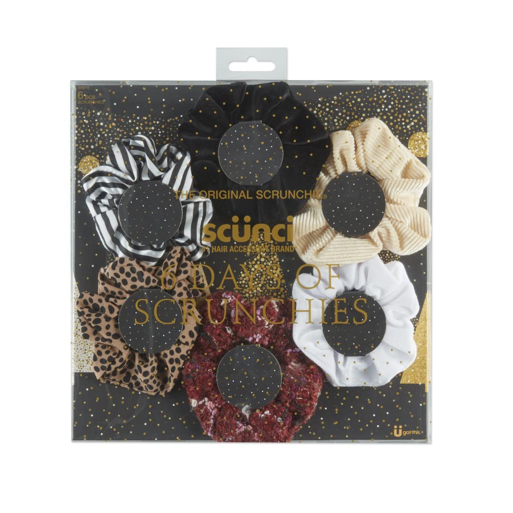 Scunci Original 6 Days of Scrunchies Gift Set – 6 Unique Hair Ties in Box