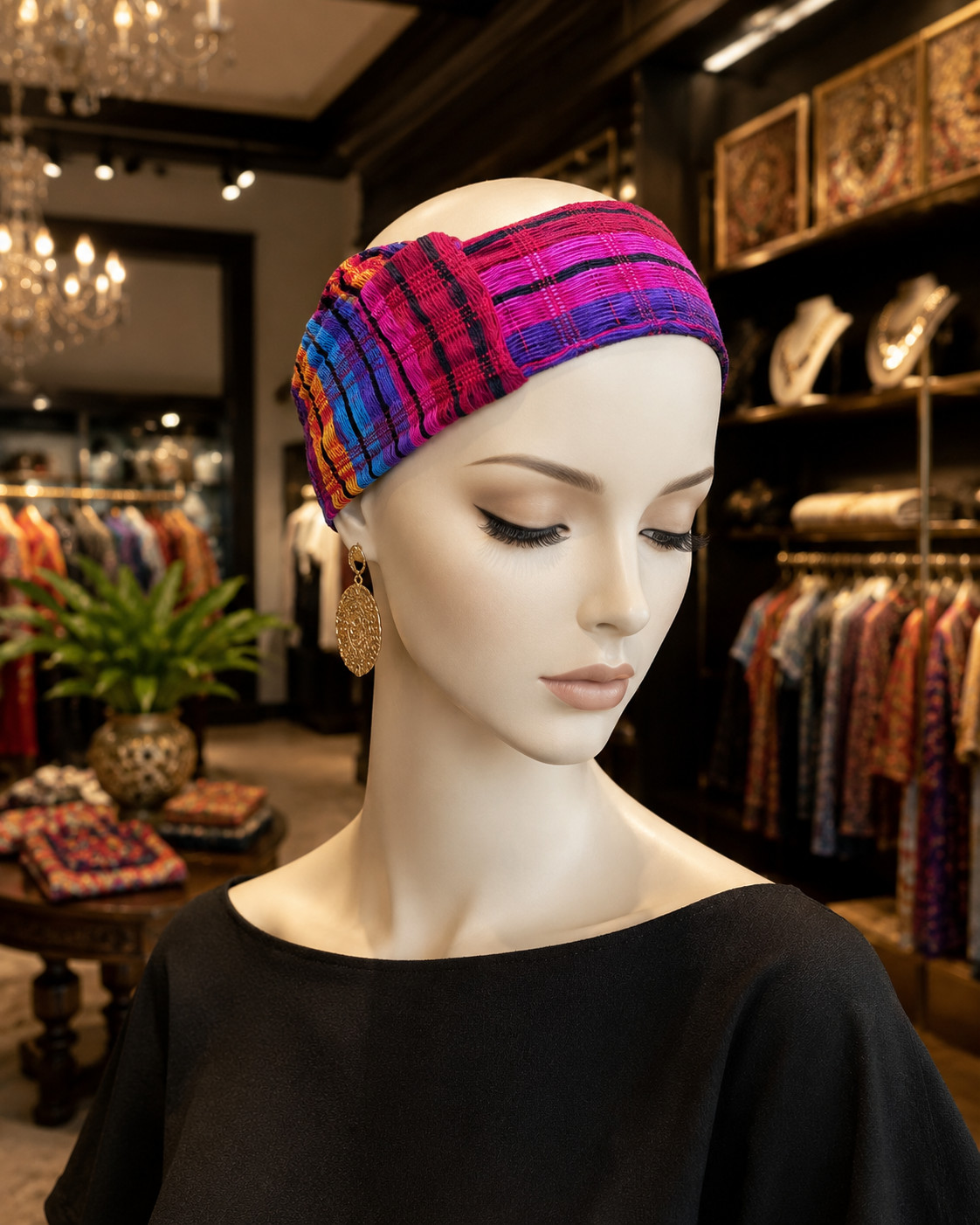 Handmade Guatemalan Multicolor Woven Elastic Head Band 100% Cotton Artisan #UU