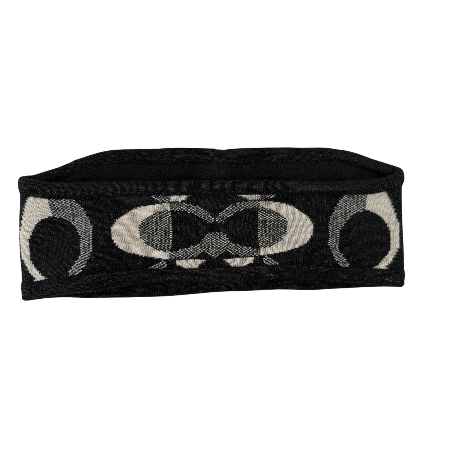 Coach Signature C Logo Knit Headband Ear Warmer Black Grey Winter Accessory