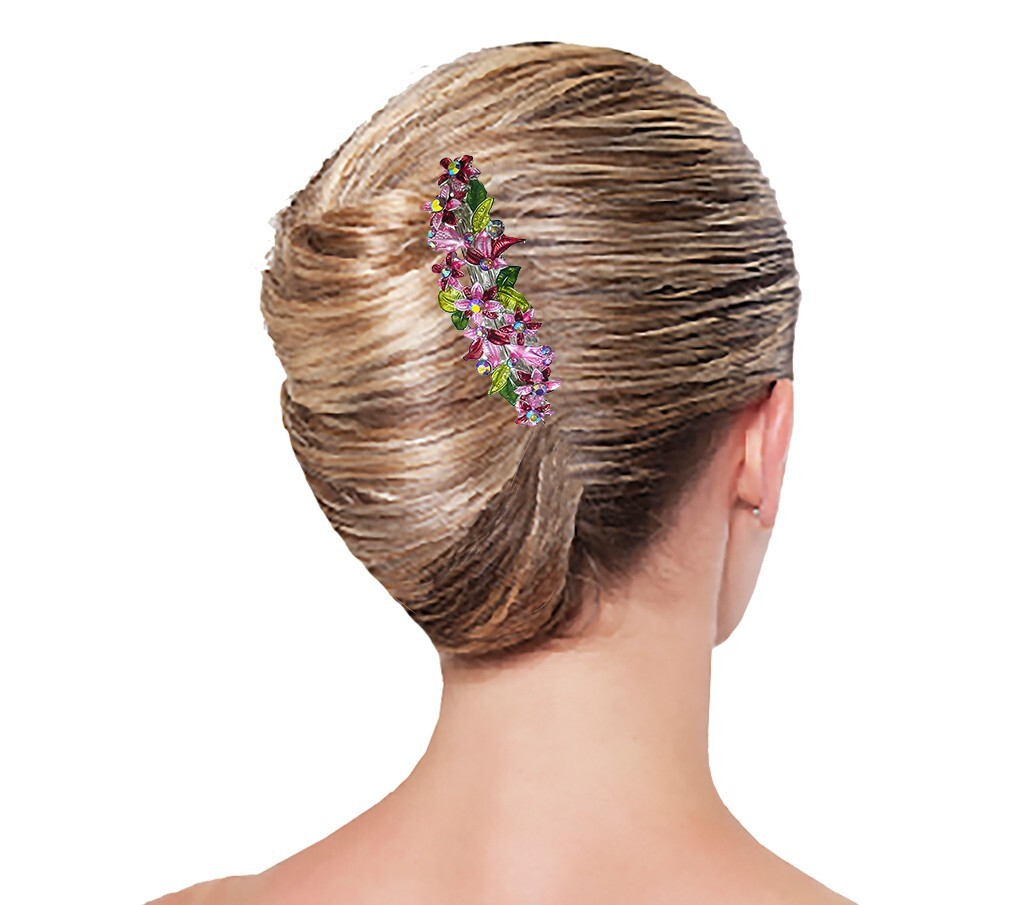Set of 8 JCGY Large Flower Barrettes High Quality Hand Painting YY86800-1-8