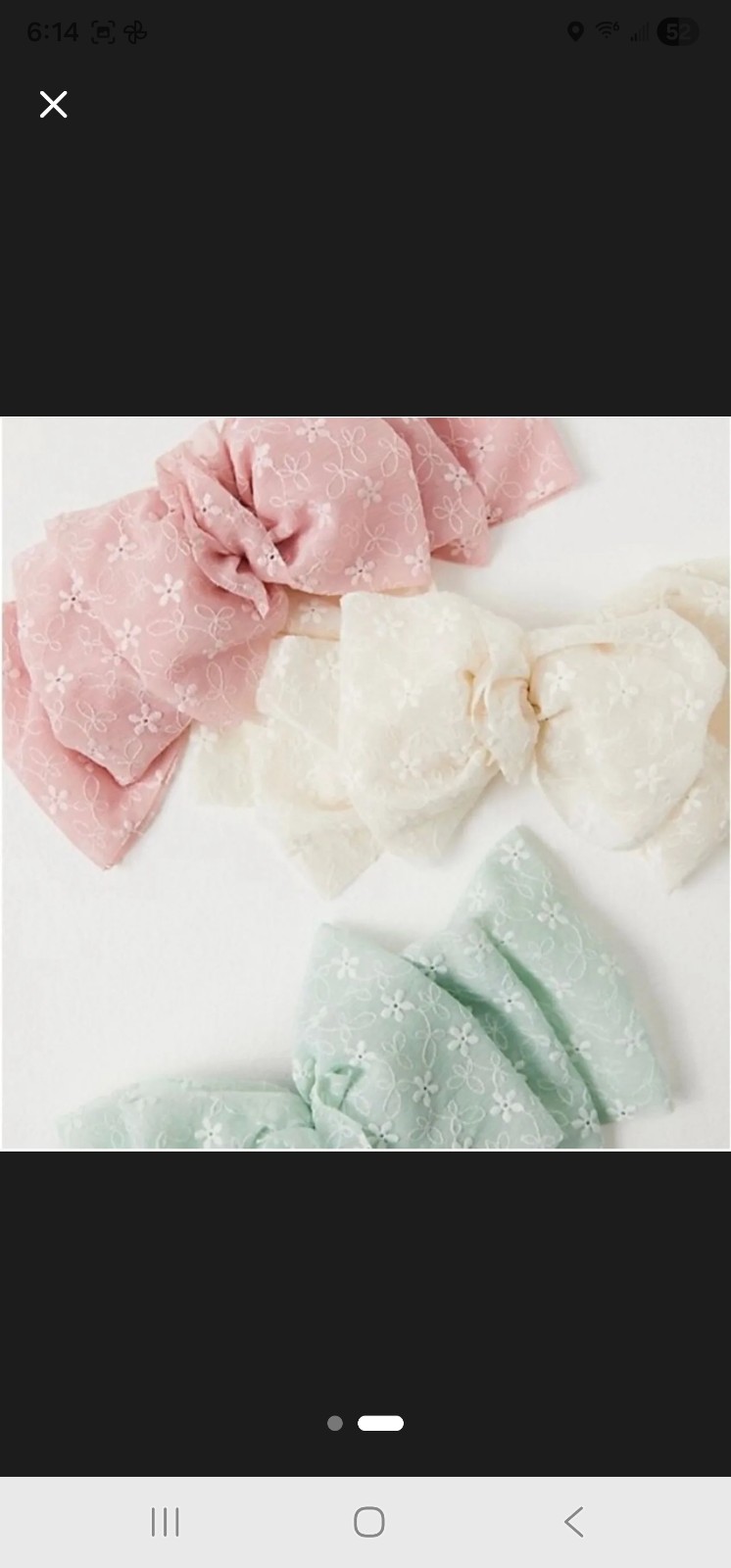 NWT Free People The Dreamers Lace embroidered Floral Bow Hair Tie White Wedding