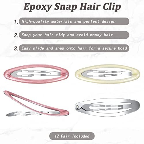 12 Pcs Oval 2.8 In Tortoise Metal Hair Clips for Women Ellipse Non Vivid Style