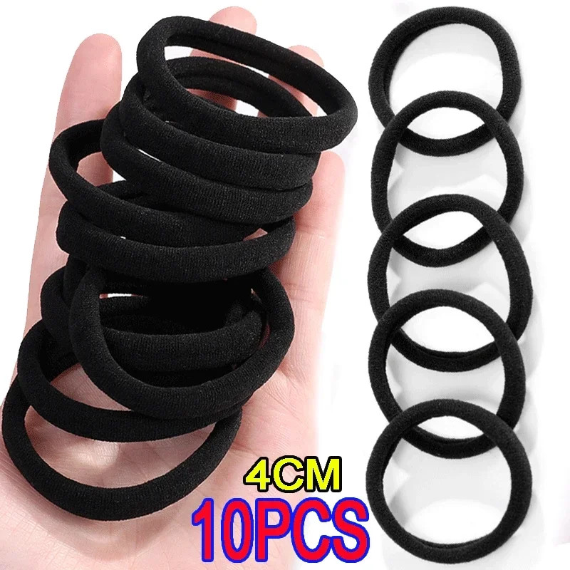 100 Pc Black Elastic Hair Bands Women Rubber Ponytail Holders Scrunchies Ropes