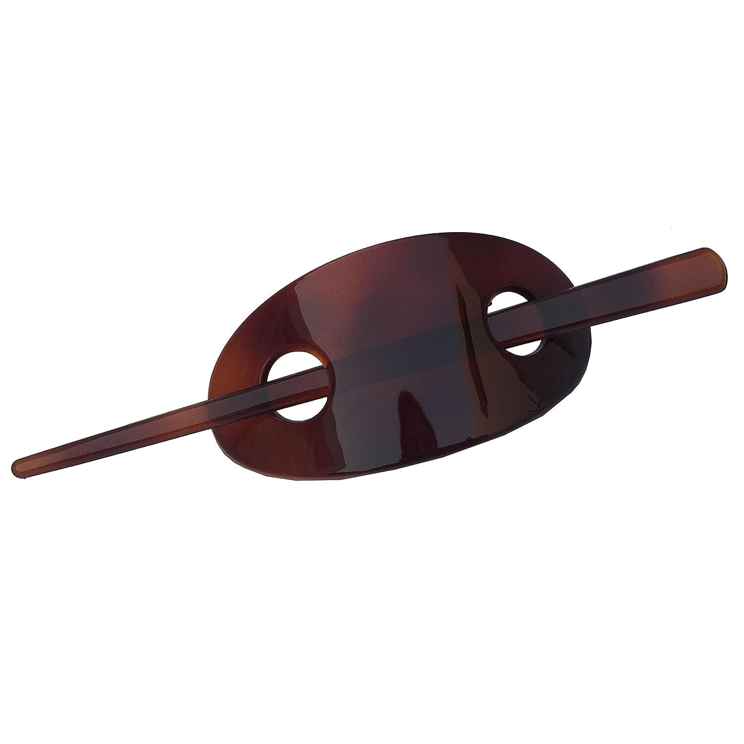 Parcelona French Classic Oval Shell Celluloid Hair Barrette with Stick for Women