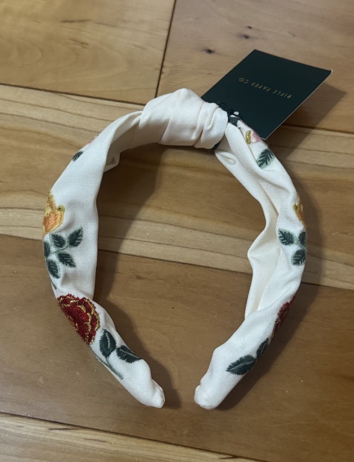 NWT Rifle Paper Co Embroidered Floral White Headband