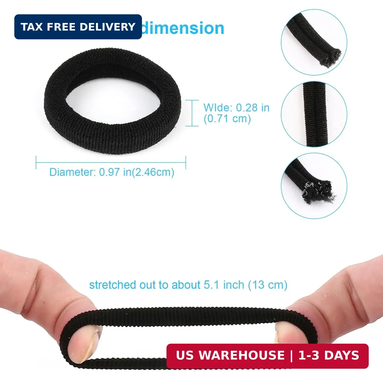 Qarwayoc 300PCS Black Hair Ties – Infant Cotton Hair Ponytail Holders Baby Hair
