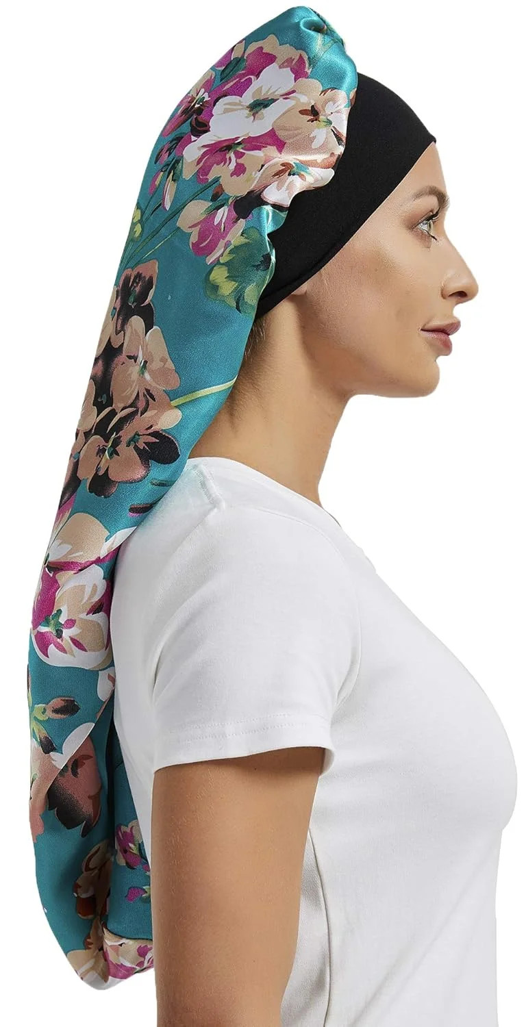 Wbfwbb 2 Pcs Silk Bonnet for Women Satin, Soft Elastic Band Silky Sleeping Cap B