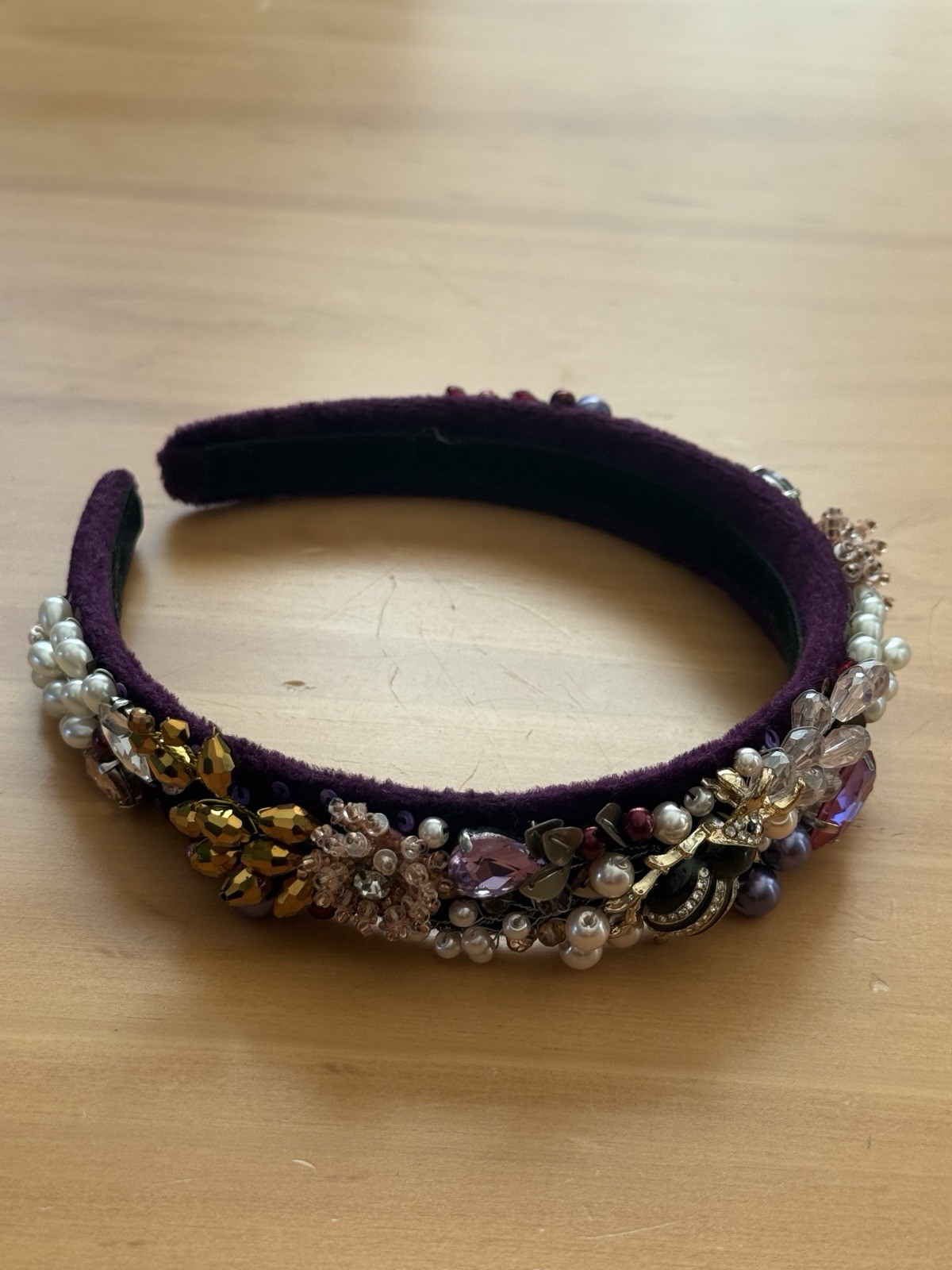 Handmade Beaded Headband Ukraine Crystal Pearl Embellished Floral Hairband New