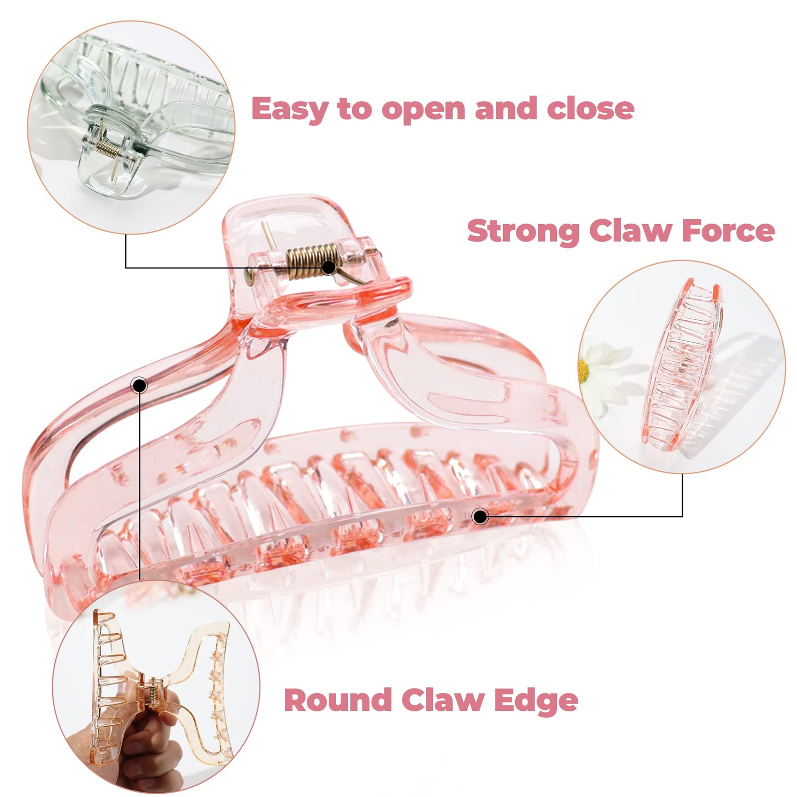 Clear Hair Claw Clips for Women B.PHNE 3.5 Inch 1 Count (Pack of 1), Banana