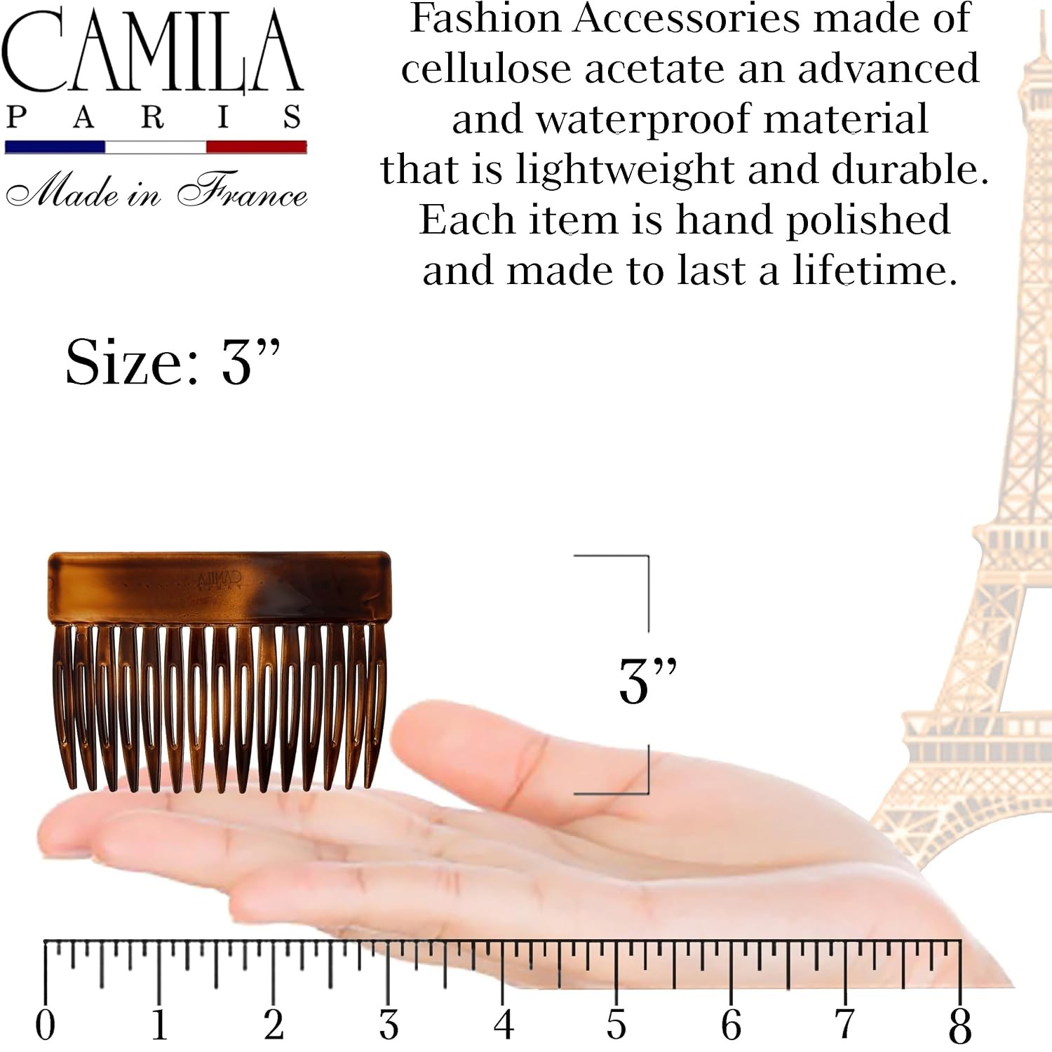 Paris CP2942 French Hair Side Comb, Small Tortoise Shell, French Twist Hair