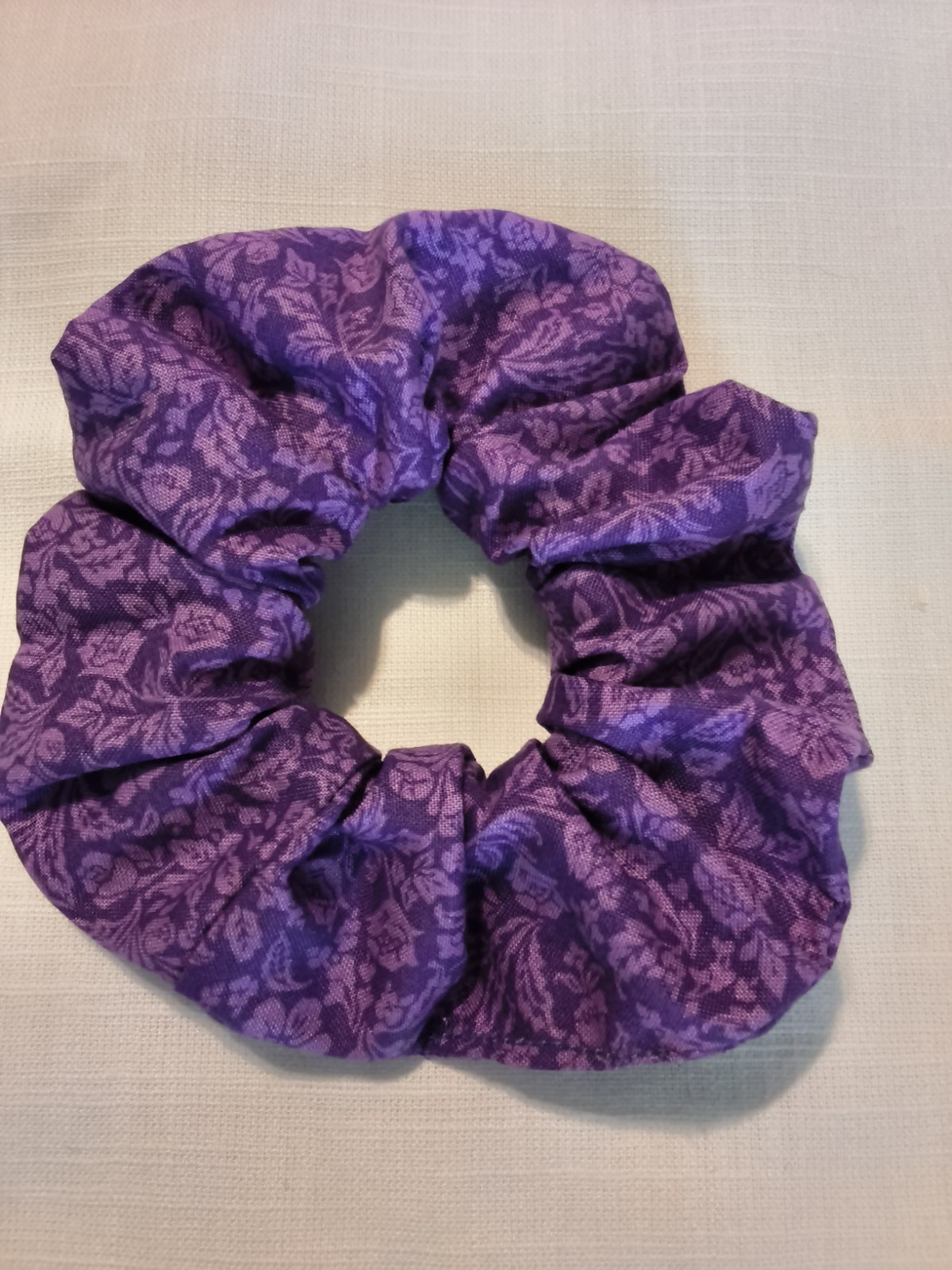 Large Scrunchie Cotton Fabric Purple with floral Print Scrunchies Hair Tie