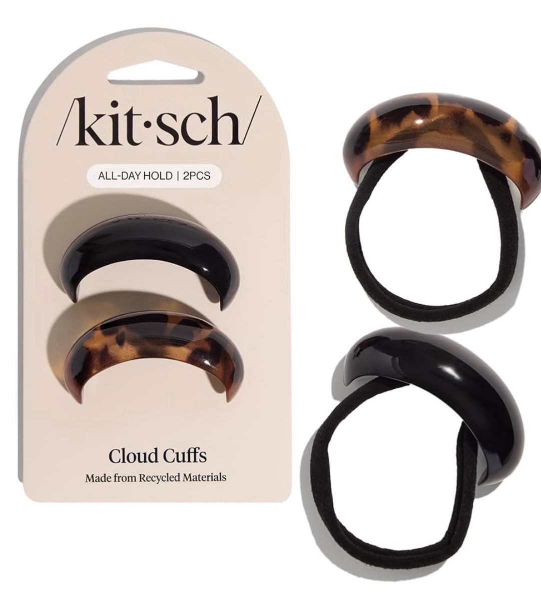 Kit•sch All-Day Hold Small Hair Cuffs Braids Ponytails Sleek Hair Tie Black Tort