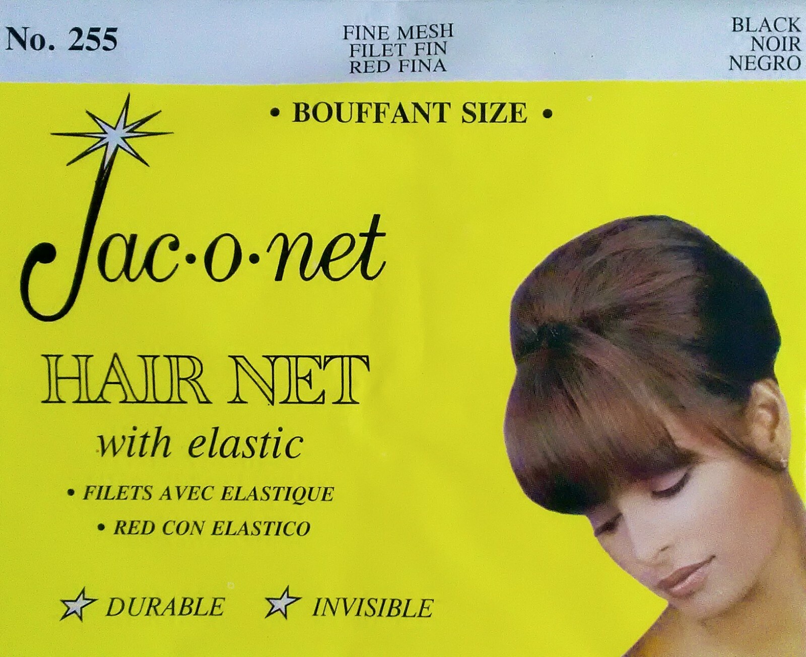 No #255 Jac-O-Net Bouffant Invisible fine Hair Net black thin