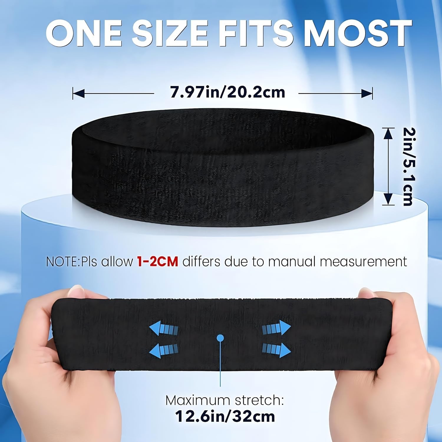 3 Pack Men & Women Sweatband Headband Terry Cloth Moisture Wicking for Sports