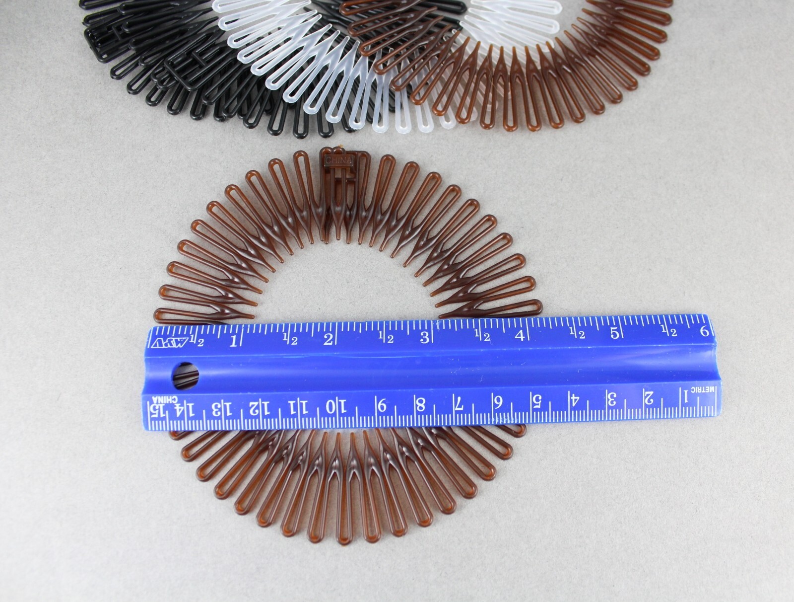 Black Brown Clear headband Set 5 Flex spider hair comb teeth zigzag stretch