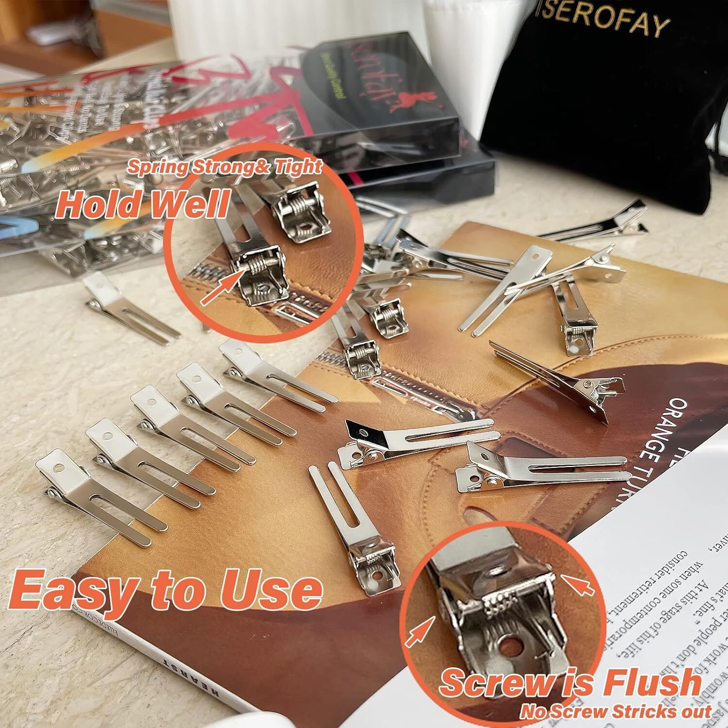 65 Pcs Metal Silver Hair Clips for Women Pin Curl Roller 1.8” Double Prong Ro…