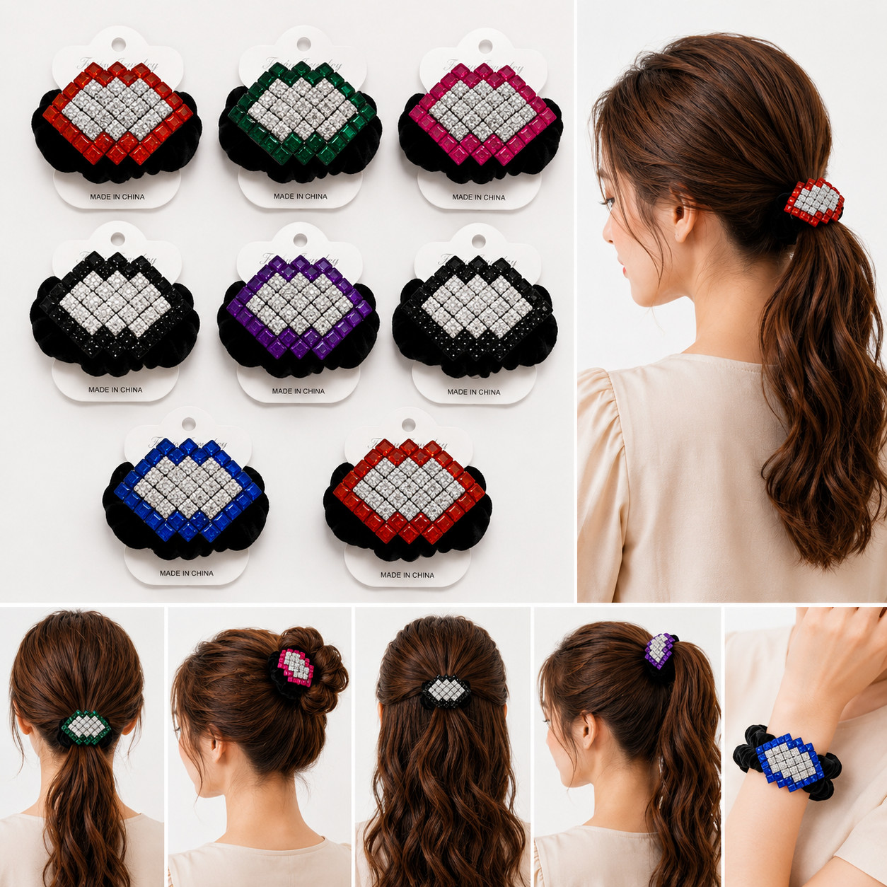 6pcs Women Girl Elegant Velvet Hair Scrunchies Scrunchy Ponytail Tie Lot 3″