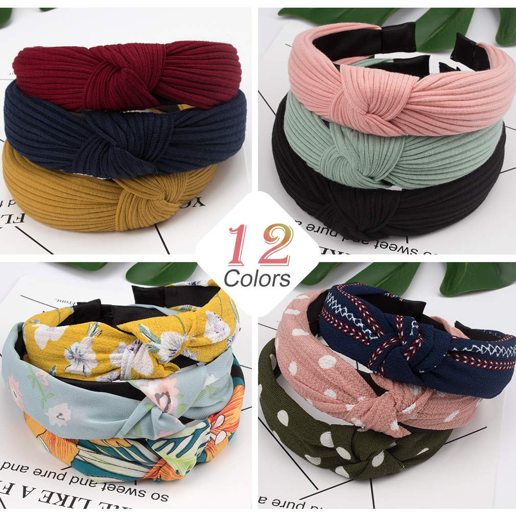 Womens Headbands Boho Headbands for Women 12 Pack Knot Headband Women