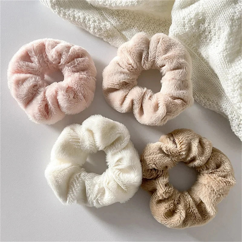 1/3pcs Winter Warm Soft Hair Scrunchies For Women Girl Fluffy Plush Elastic Ha