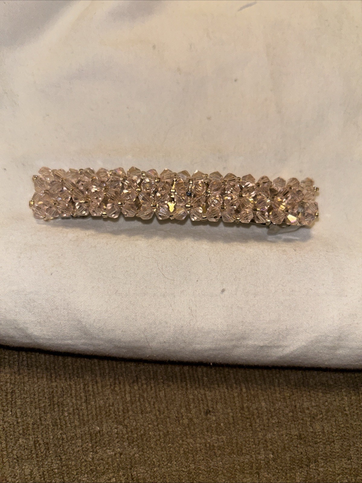 Pink Crystal Hair Clip Crystal Fishing Line Weaving Spring Pink Neutral Color