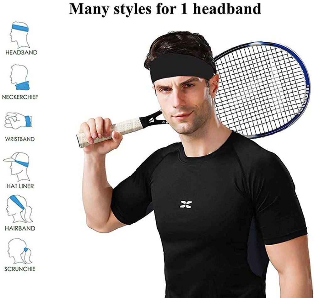 Width Headband Moisture Wicking Sweatbands for Workout Running Yoga Bike Helmet