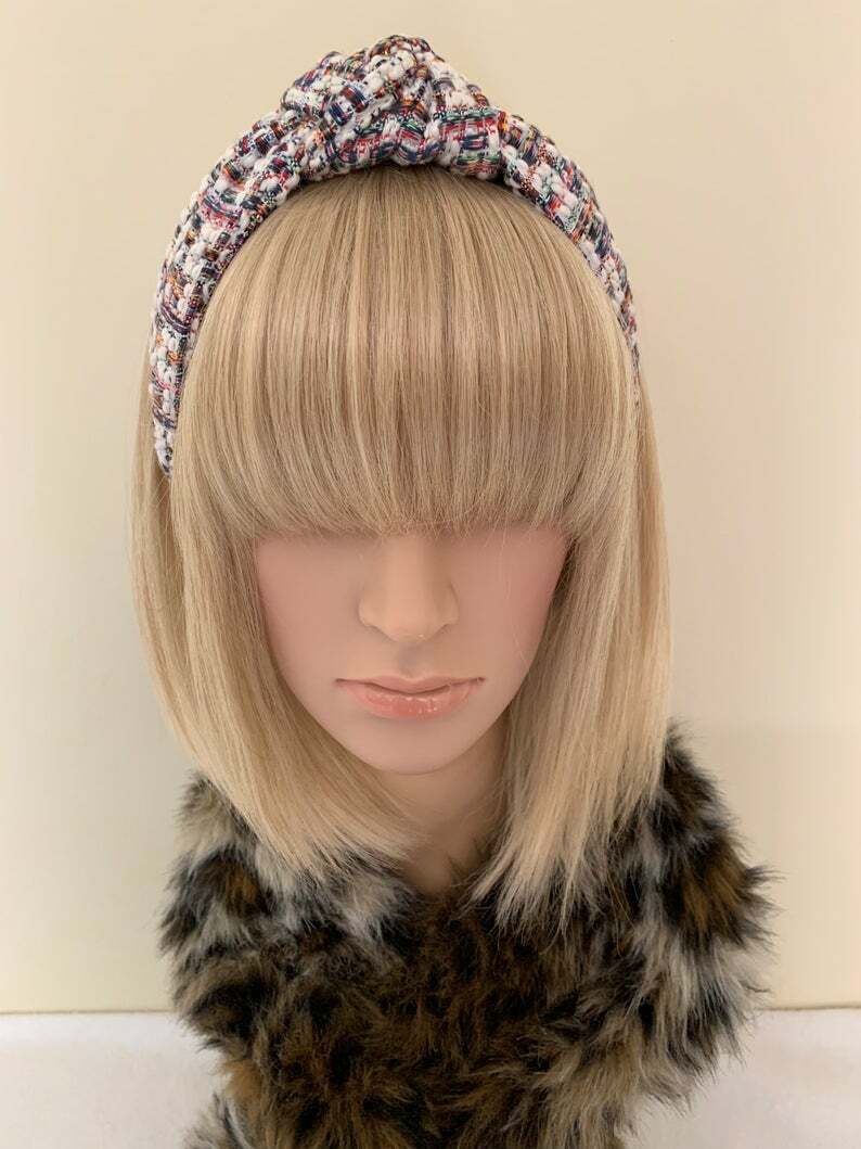 Knit wool top knot ladies headband rockabilly pin up retro vintage womens