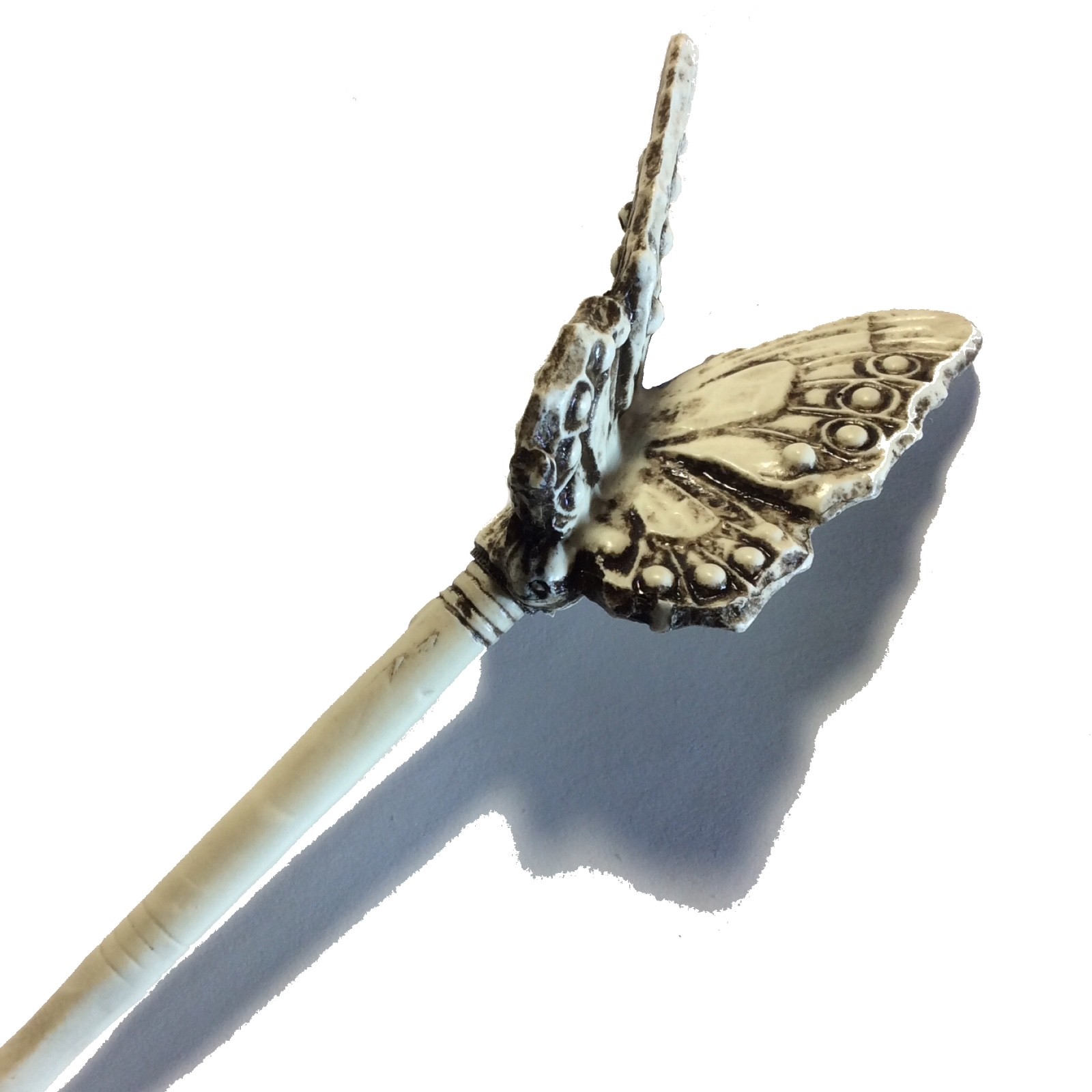 Butterfly Hair Stick faux Ivory Chopsticks Bun Jewelry Made in USA #54