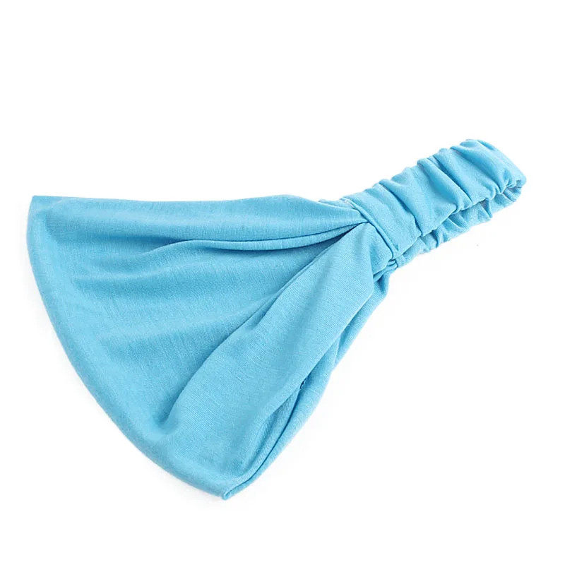 Summer Women Cotton Headband Elastic Wide Soft Sports Yoga Knotted Sweatband